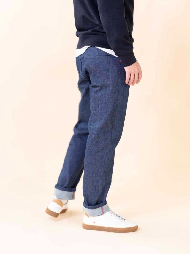 1083 - JEANS AJUSTE 105N ATHLETIQUE coton bio microdenimdouble flex indigo brut Homme