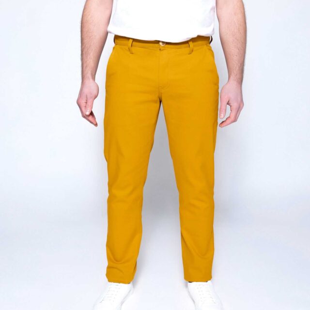 1083 - CHINO AJUSTE 163N coton bio filidenim flex uni moutarde Homme