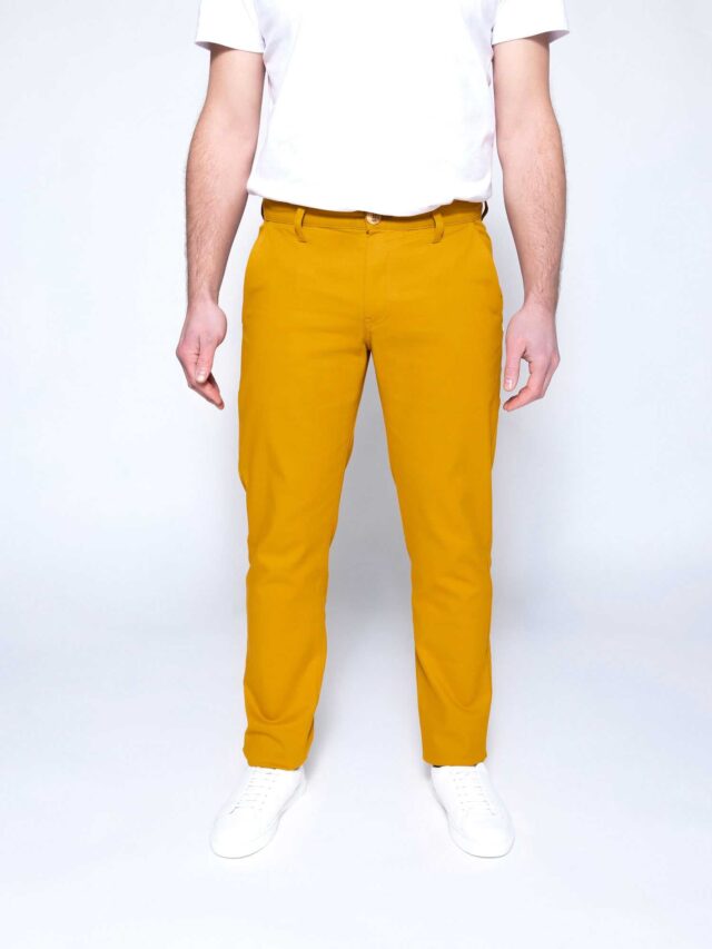 1083 - CHINO AJUSTE 163N coton bio filidenim flex uni moutarde Homme