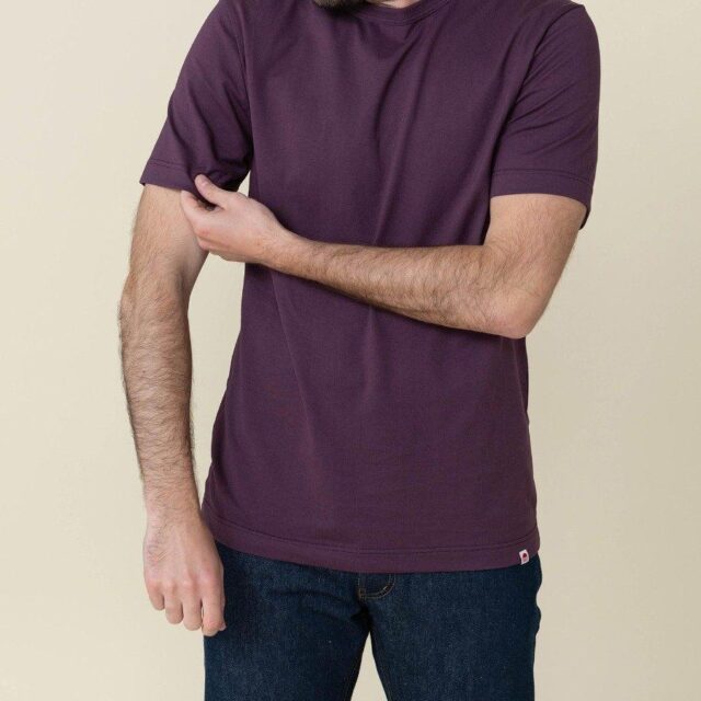 1083 - T-SHIRT DROIT 304 UNI coton bio prune Homme