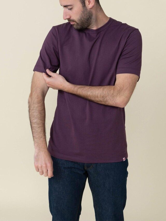 1083 - T-SHIRT DROIT 304 UNI coton bio prune Homme