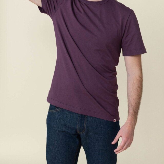 1083 - T-SHIRT DROIT 304 UNI coton bio prune Homme