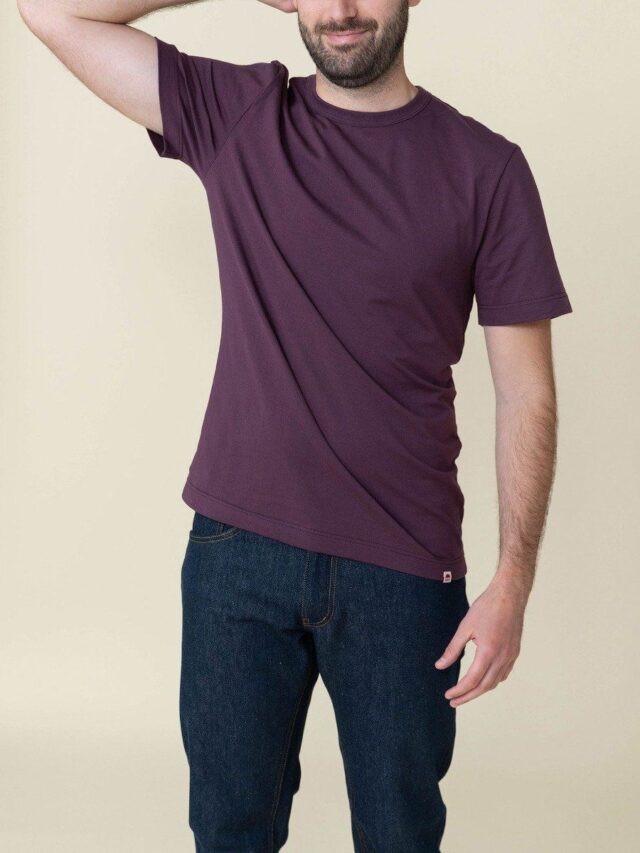 1083 - T-SHIRT DROIT 304 UNI coton bio prune Homme