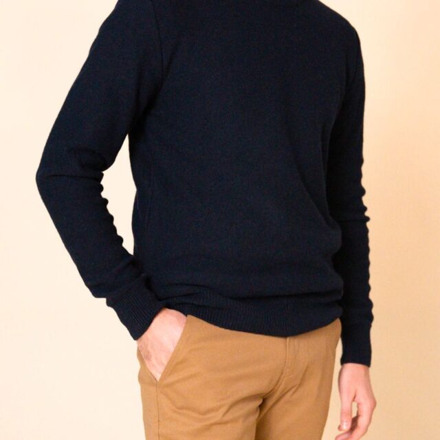 1083 - PULL UNI BLEU 770 VOLONTAIRE laine recyclee Homme