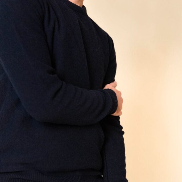 1083 - PULL UNI BLEU 770 VOLONTAIRE laine recyclee Homme