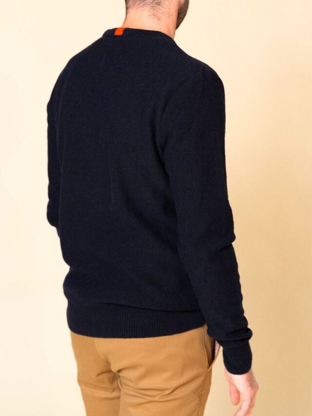 1083 - PULL UNI BLEU 770 VOLONTAIRE laine recyclee Homme