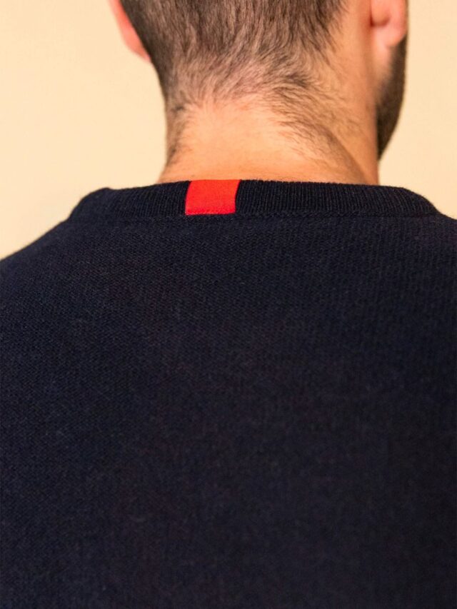 1083 - PULL UNI BLEU 770 VOLONTAIRE laine recyclee Homme