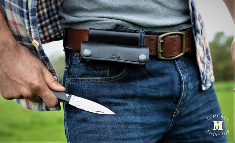 Couteaux Morta - Etui cuir pour couteau pliant – bleues