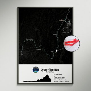 The Post Trace - Affiche Cyclisme 3D du circuit de la Lyon Genève Ultra