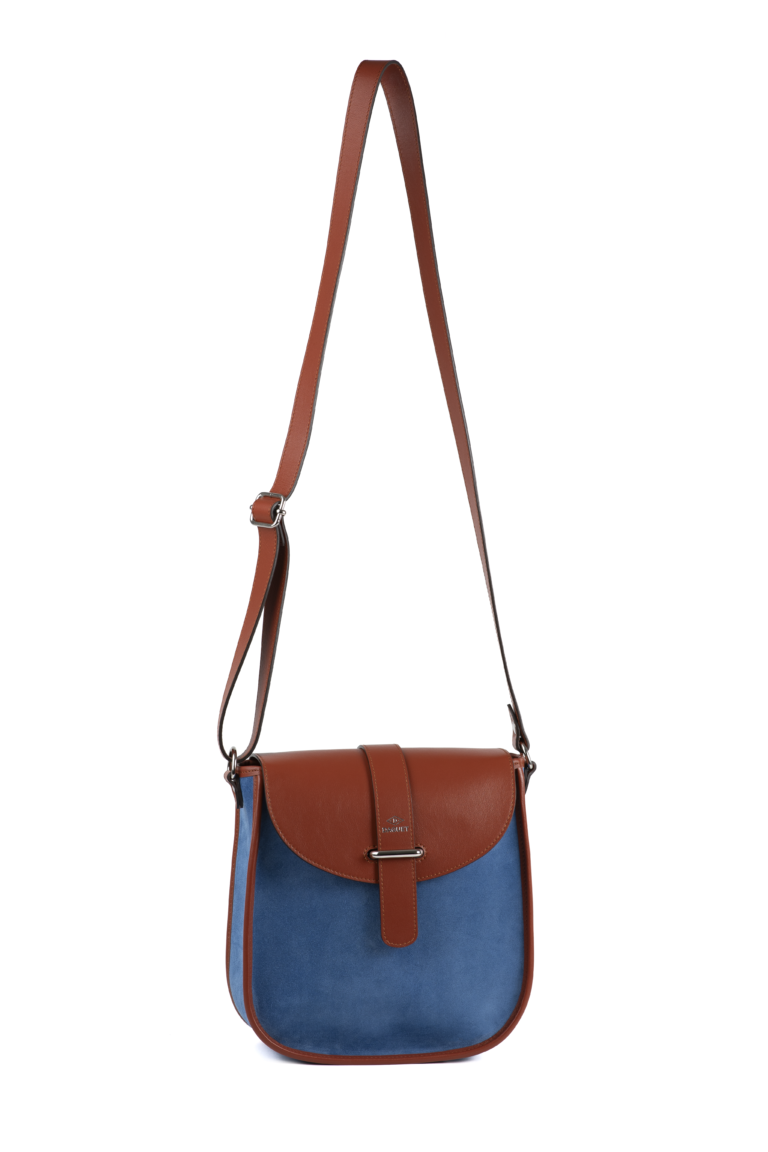 Daguet - Sac Agnès - Camel - Velours bleu clair