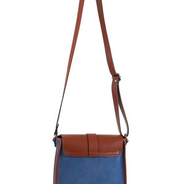 Daguet - Sac Agnès - Camel - Velours bleu clair