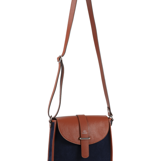 Daguet - Sac Agnès - Camel - Velours bleu nuit