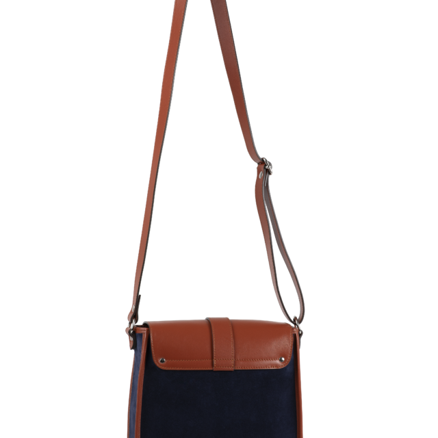 Daguet - Sac Agnès - Camel - Velours bleu nuit