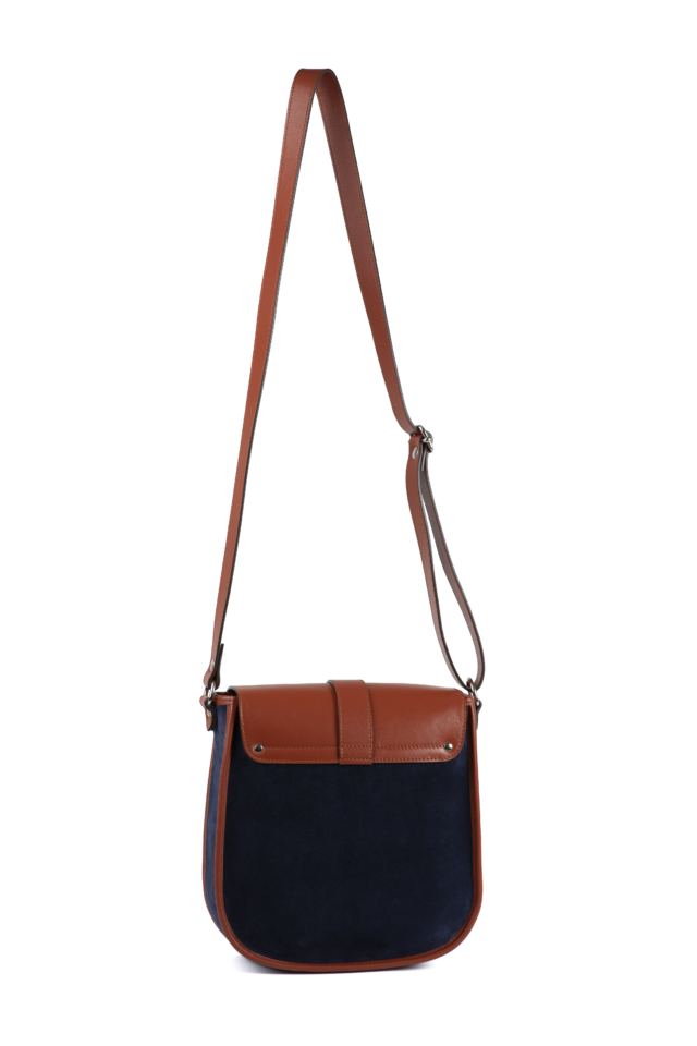 Daguet - Sac Agnès - Camel - Velours bleu nuit