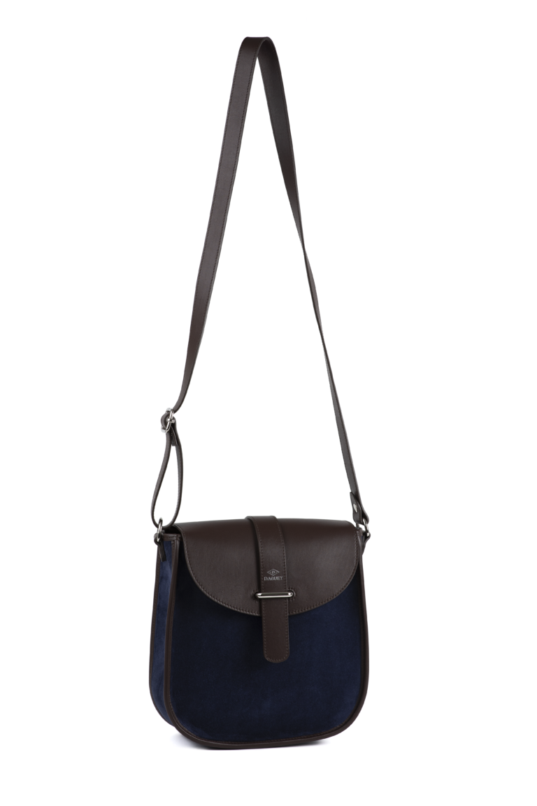 Daguet - Sac Agnès - Marron - Velours bleu nuit