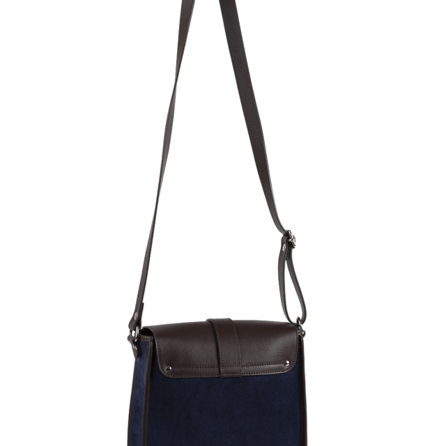 Daguet - Sac Agnès - Marron - Velours bleu nuit