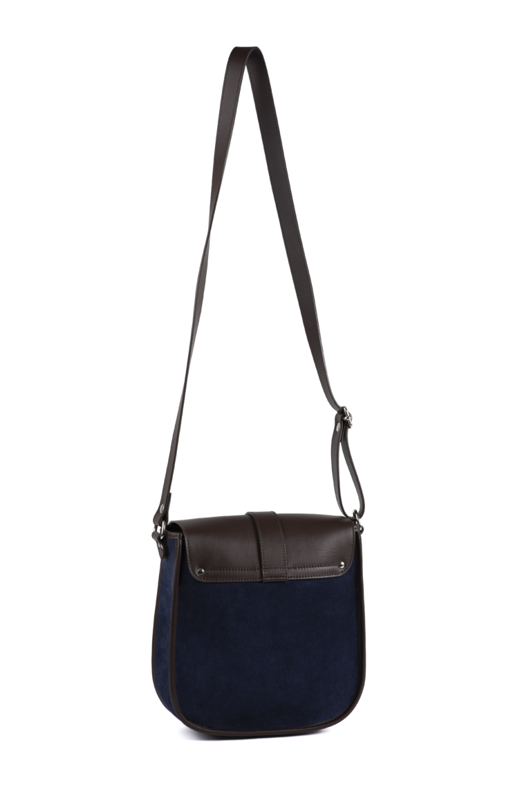 Daguet - Sac Agnès - Marron - Velours bleu nuit