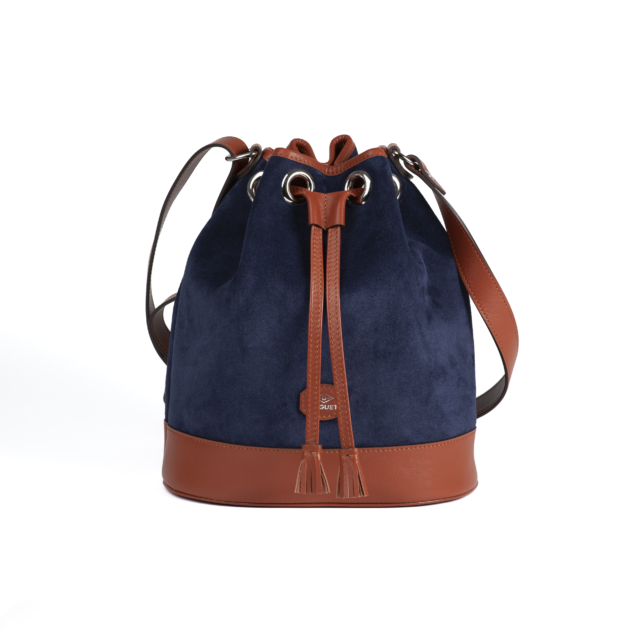 Daguet - Sac Agathe - Camel - Velours bleu nuit