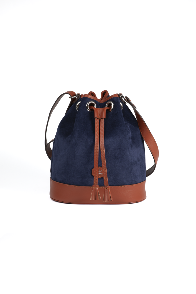 Daguet - Sac Agathe - Camel - Velours bleu nuit