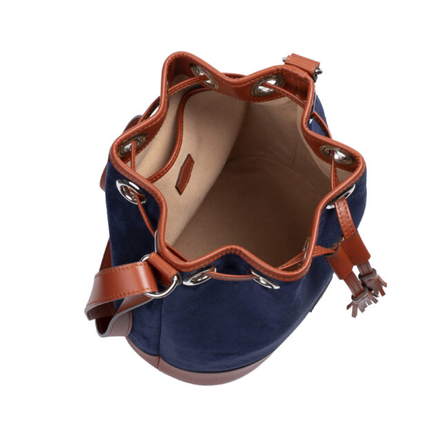 Daguet - Sac Agathe - Camel - Velours bleu nuit
