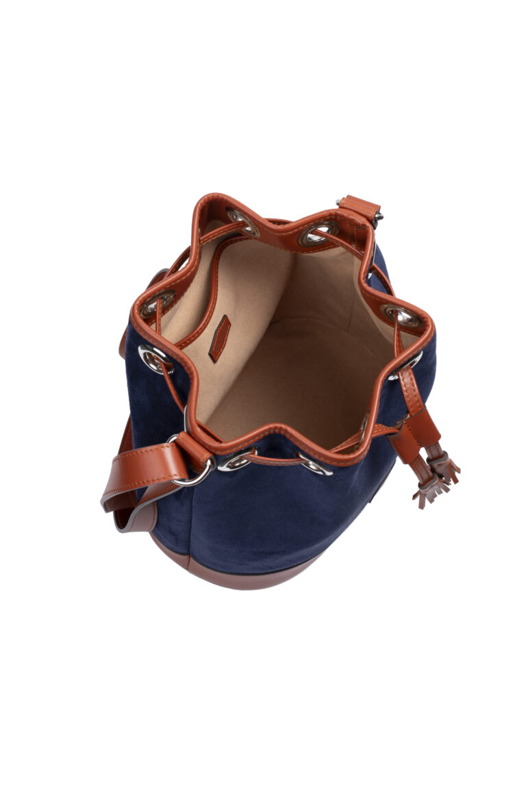 Daguet - Sac Agathe - Camel - Velours bleu nuit