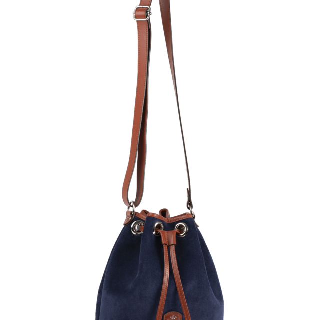 Daguet - Sac Agathe - Camel - Velours bleu nuit