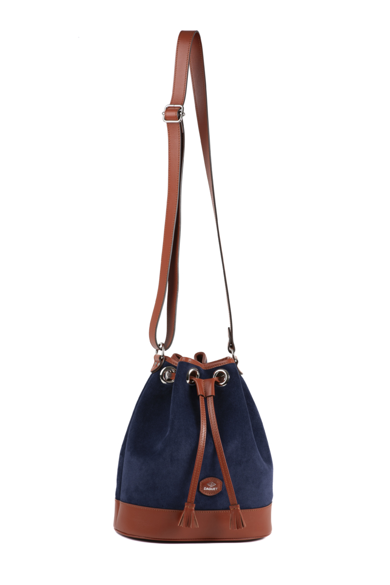 Daguet - Sac Agathe - Camel - Velours bleu nuit