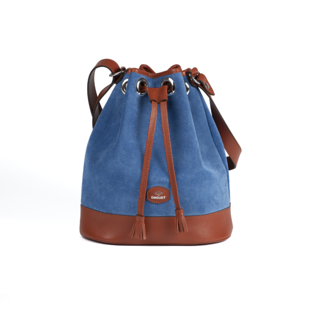 Daguet - Sac Agathe - Camel - Velours bleu clair