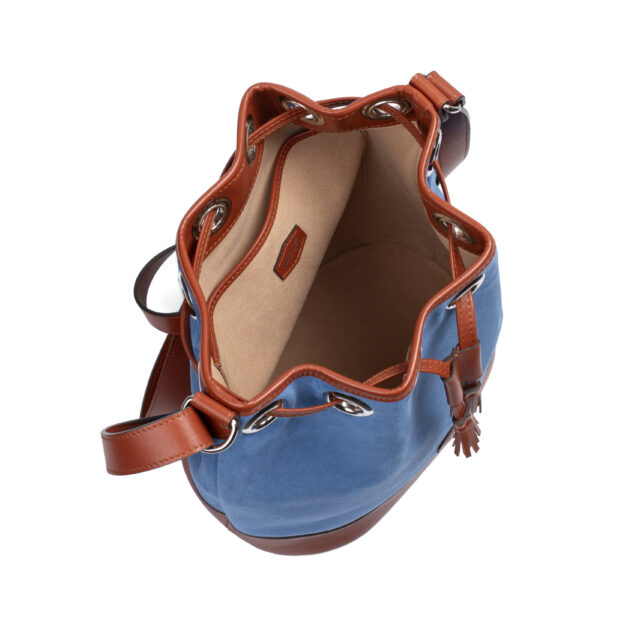 Daguet - Sac Agathe - Camel - Velours bleu clair