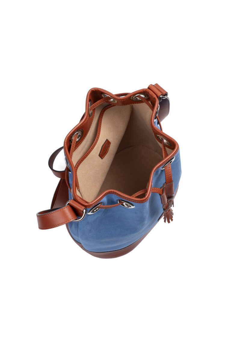 Daguet - Sac Agathe - Camel - Velours bleu clair