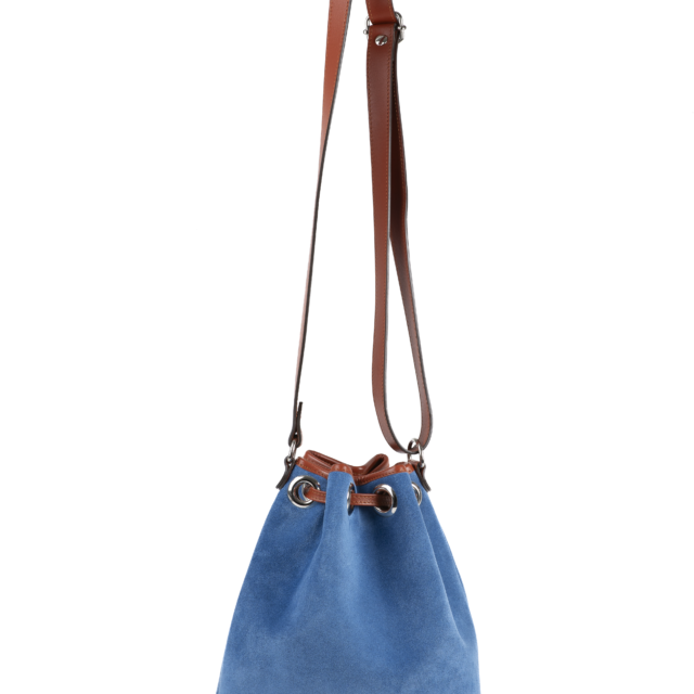 Daguet - Sac Agathe - Camel - Velours bleu clair