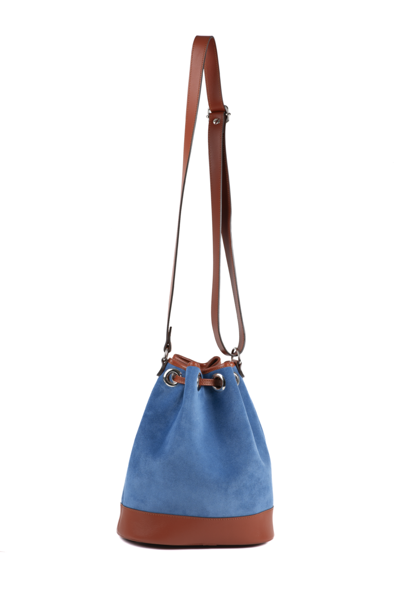 Daguet - Sac Agathe - Camel - Velours bleu clair