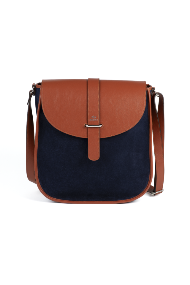 Daguet - Sac Agnès - Camel - Velours bleu nuit