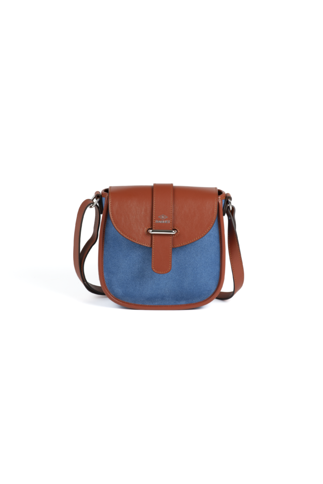Daguet - Sac Petit Agnès - Camel - Velours bleu clair