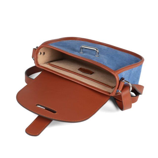 Daguet - Sac Petit Agnès - Camel - Velours bleu clair