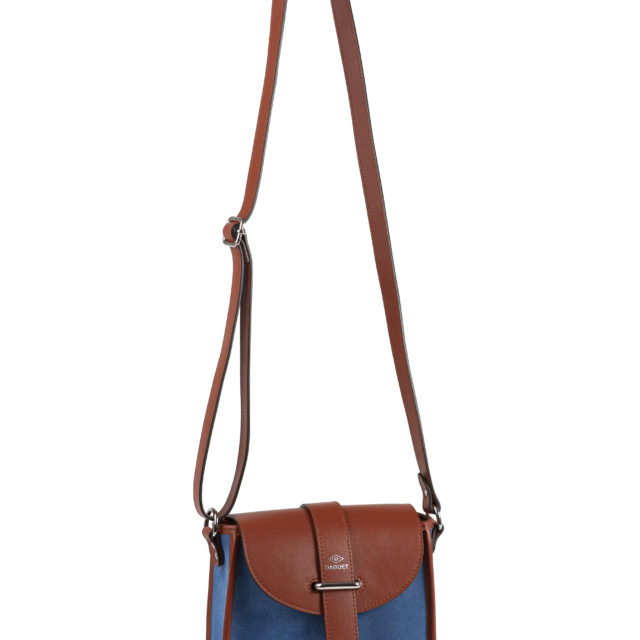 Daguet - Sac Petit Agnès - Camel - Velours bleu clair