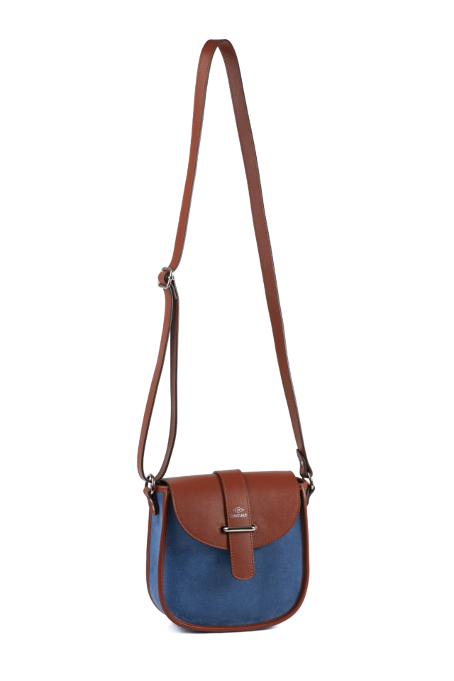 Daguet - Sac Petit Agnès - Camel - Velours bleu clair
