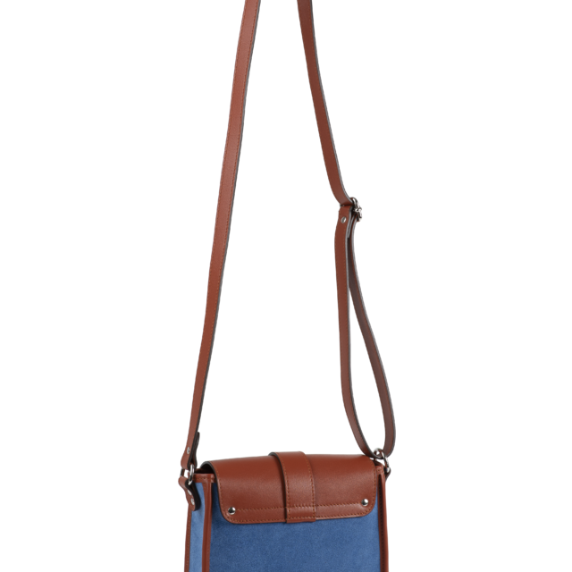 Daguet - Sac Petit Agnès - Camel - Velours bleu clair