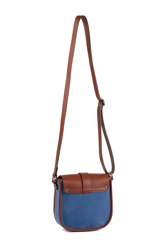 Daguet - Sac Petit Agnès - Camel - Velours bleu clair