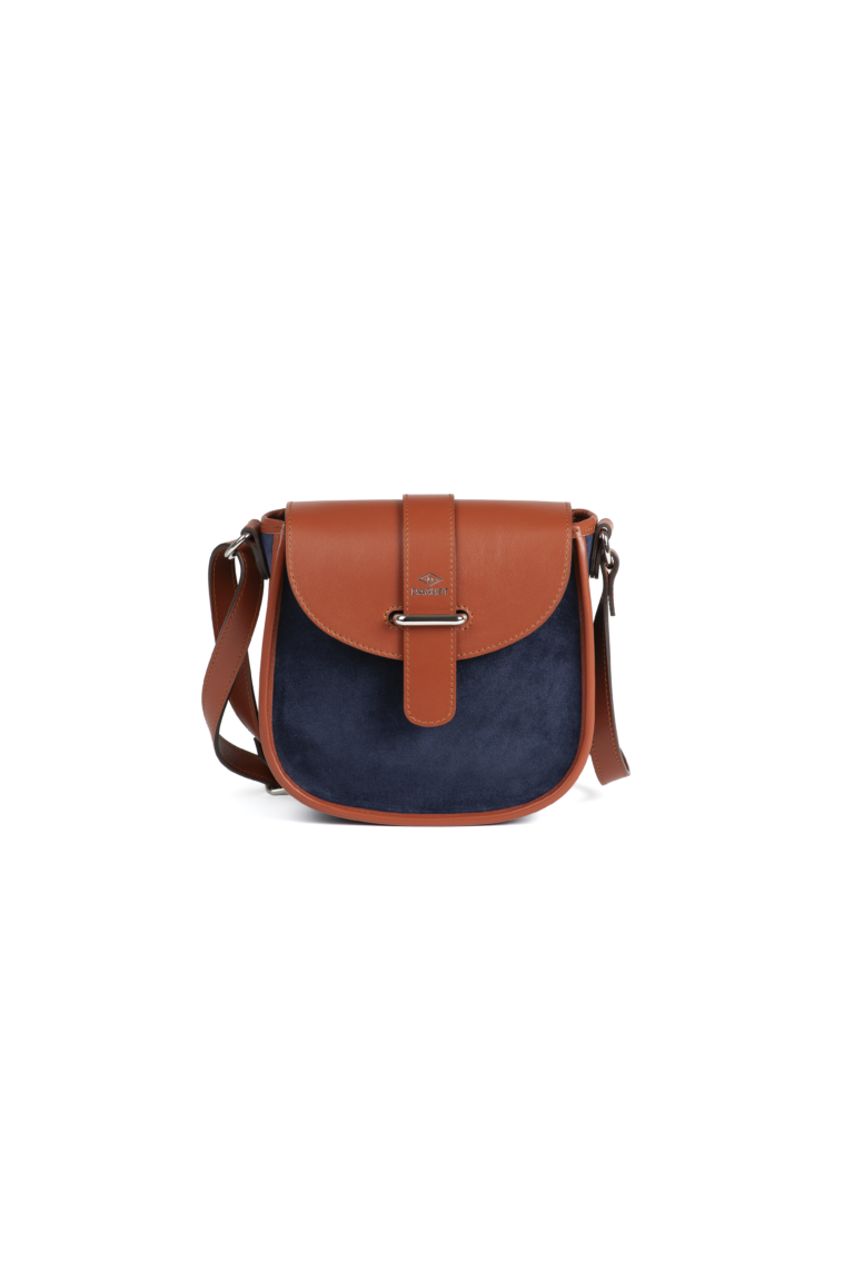 Daguet - Sac Petit Agnès - Camel - Velours bleu nuit