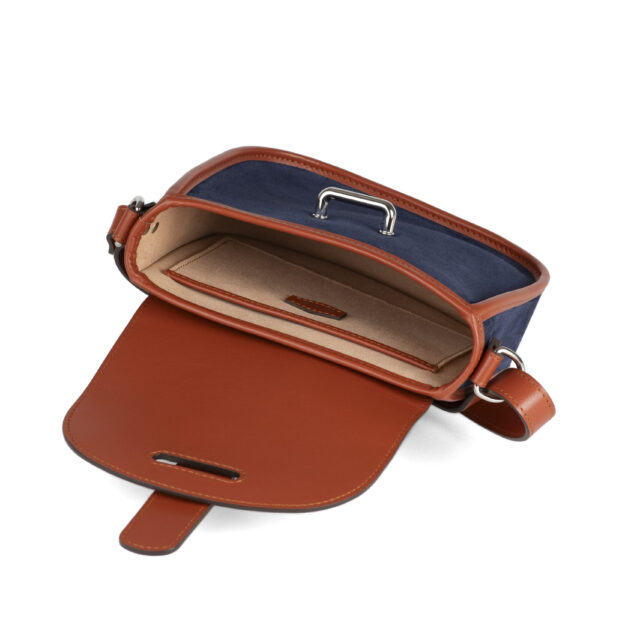 Daguet - Sac Petit Agnès - Camel - Velours bleu nuit