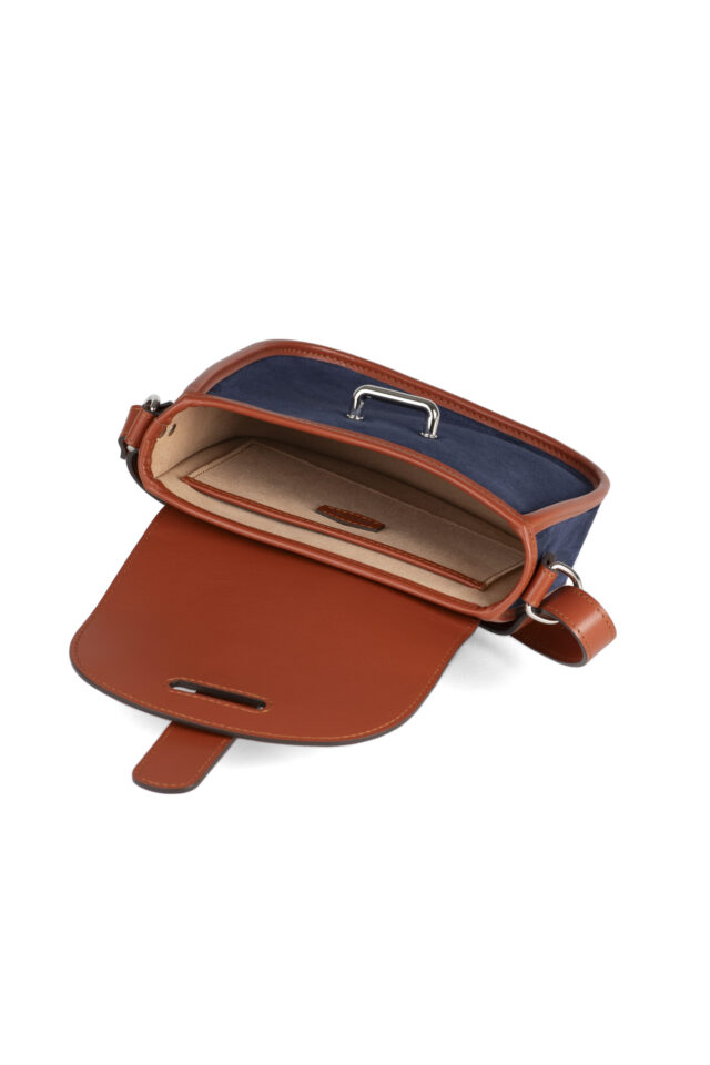 Daguet - Sac Petit Agnès - Camel - Velours bleu nuit