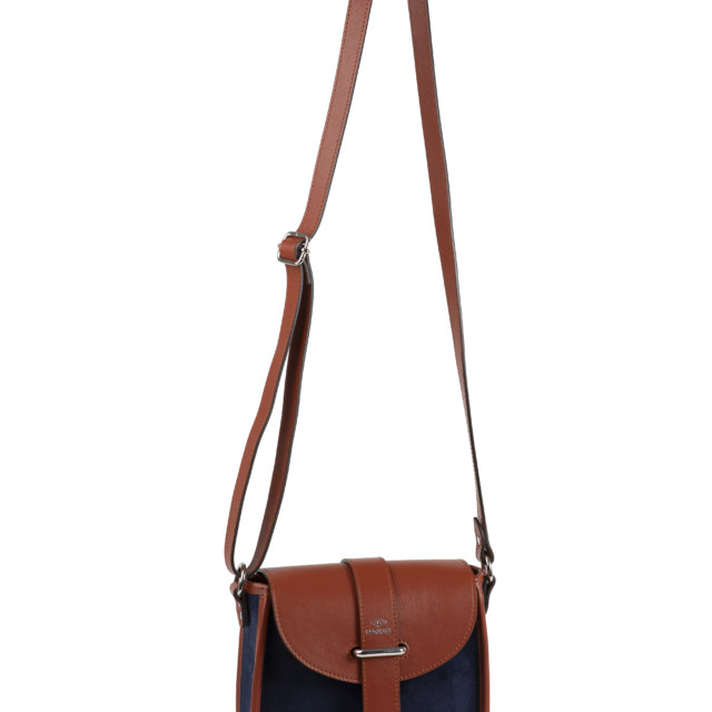 Daguet - Sac Petit Agnès - Camel - Velours bleu nuit