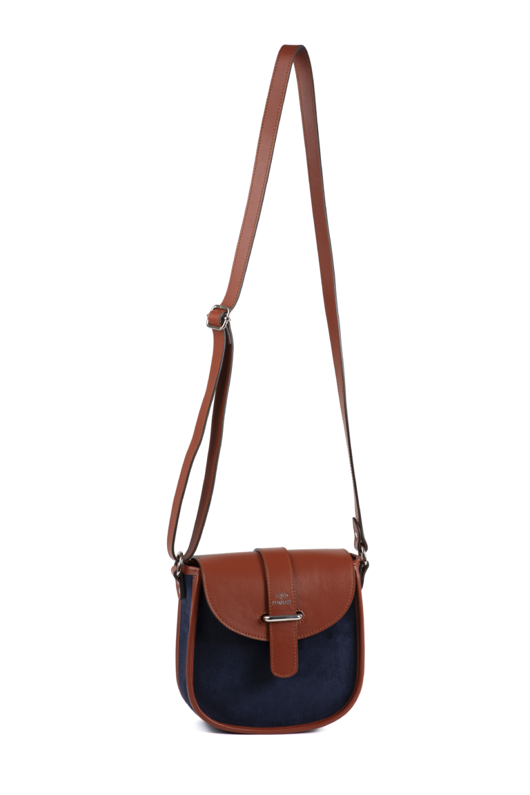 Daguet - Sac Petit Agnès - Camel - Velours bleu nuit