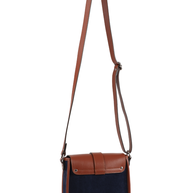 Daguet - Sac Petit Agnès - Camel - Velours bleu nuit