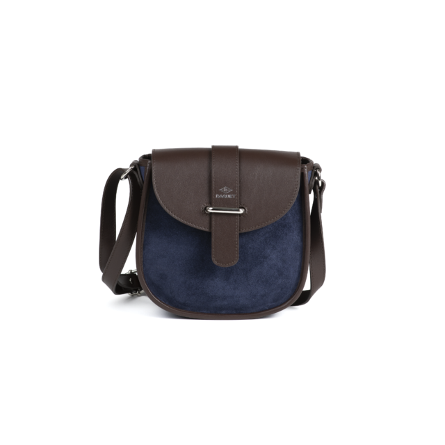 Daguet - Sac Petit Agnès - Marron - Velours bleu nuit
