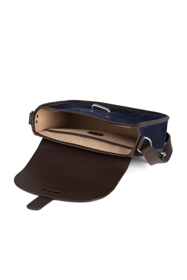 Daguet - Sac Petit Agnès - Marron - Velours bleu nuit