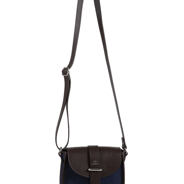 Daguet - Sac Petit Agnès - Marron - Velours bleu nuit