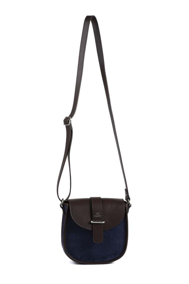 Daguet - Sac Petit Agnès - Marron - Velours bleu nuit