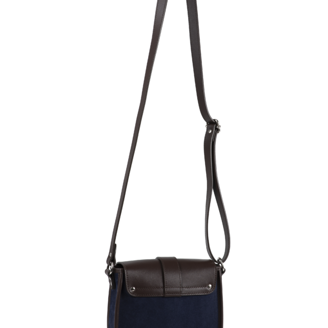 Daguet - Sac Petit Agnès - Marron - Velours bleu nuit